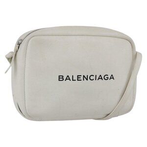 Authentic BALENCIAGA Shoulder Bag Leather White Silver 489812